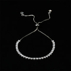 Rinhoo Charm Solid Silver Color Crystal Rhinestone Bangle Bracelets Jewelry For Women Lady Wedding Bride Party Gift