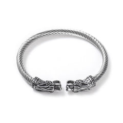 Asgard Crafted Grey Wolf 's Head Torc Bracelet