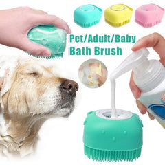 Silicone Dog Bath & Grooming Brush with Shampoo Dispenser