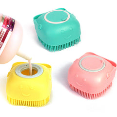 Silicone Dog Bath & Grooming Brush with Shampoo Dispenser